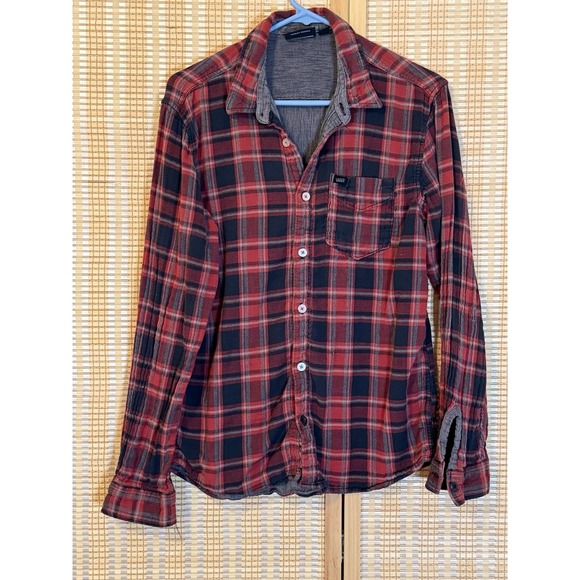 Vans Mens M Long Sleeve Button Up Shirt Flannel Tartan Plaid Preppy Streetwear - Picture 1 of 7
